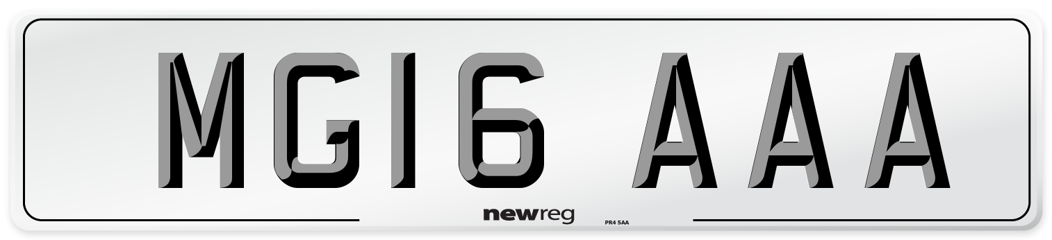 MG16 AAA Number Plate from New Reg